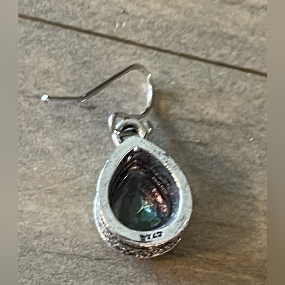 Mystic Topaz Drop Purple, Green, Silver Boho Rainbow Gemstone Retro Earrings - Picture 5 of 9